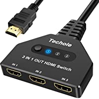 Los mejores  - HDMI Switch- Techole 3 Puertos Switch HDMI 3 Entradas 1 Salida Soporta 4K@30Hz- UHD- 3D y 1080P- Ladron HDMI Conmutador…